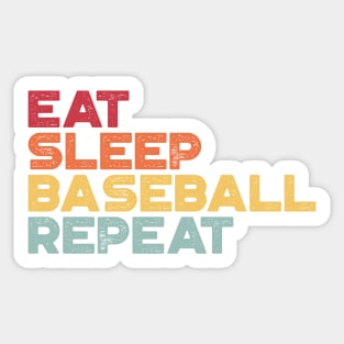 Eat Sleep Baseball Repeat Funny Vintage Retro (Sunset) Sticker